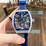 Swiss Replica Franck Muller Gravity Tourbillon Skeleton Watch Blue Leather Strap